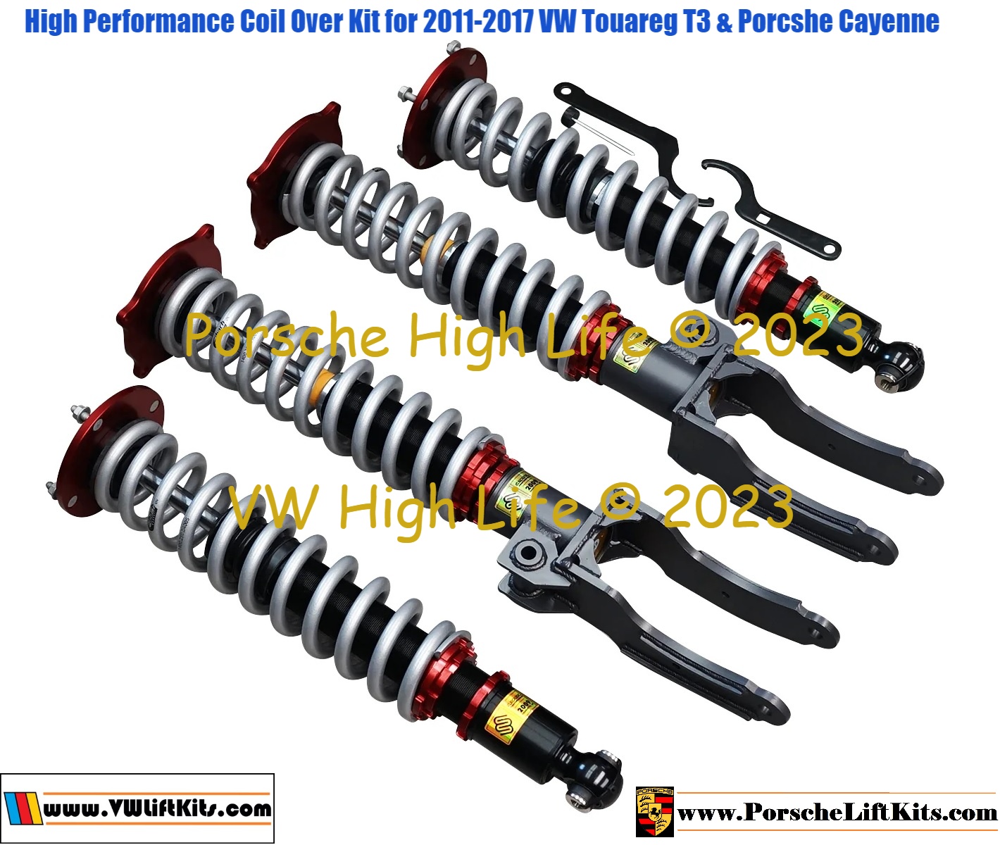 Custom Coilovers for 2011-2017 Porsche Cayenne 958 and VW Touareg T3 $2200 USD